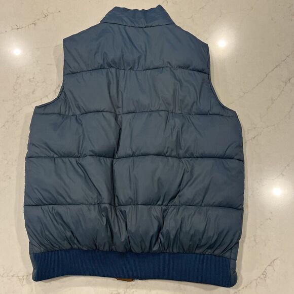 Totto Columbia Mens Reversible Blue Gold Puffer Vest Knit Waistband - Picture 2 of 9